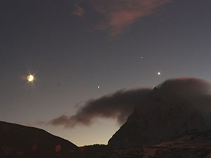 La Luna, Aldebaran, Venus y Jpiter 14/07/2012